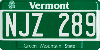 VT license plate NJZ289