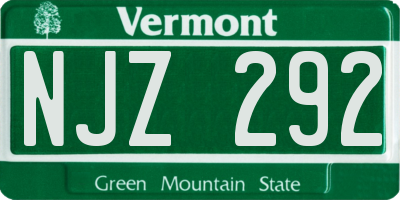 VT license plate NJZ292