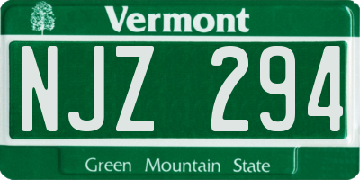 VT license plate NJZ294