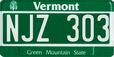 VT license plate NJZ303