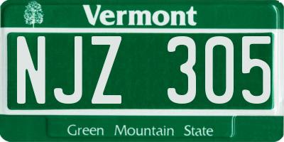 VT license plate NJZ305