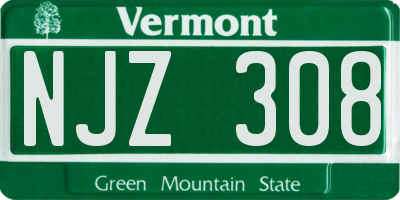 VT license plate NJZ308