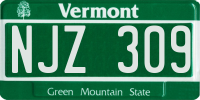 VT license plate NJZ309