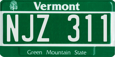 VT license plate NJZ311