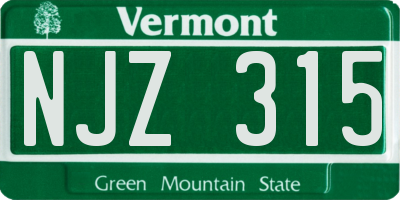 VT license plate NJZ315