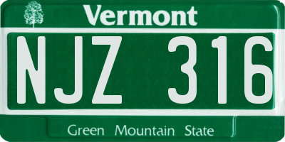 VT license plate NJZ316