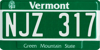 VT license plate NJZ317