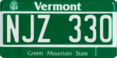 VT license plate NJZ330
