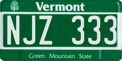 VT license plate NJZ333