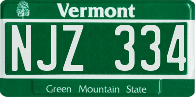 VT license plate NJZ334