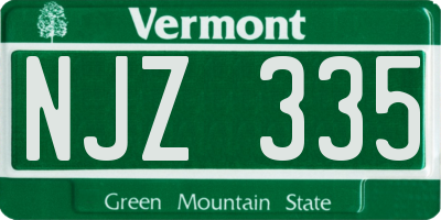 VT license plate NJZ335
