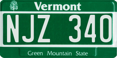 VT license plate NJZ340