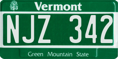 VT license plate NJZ342