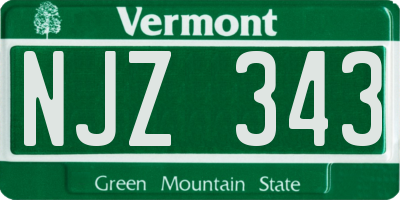 VT license plate NJZ343