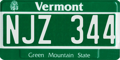 VT license plate NJZ344