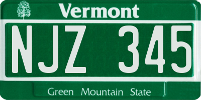 VT license plate NJZ345