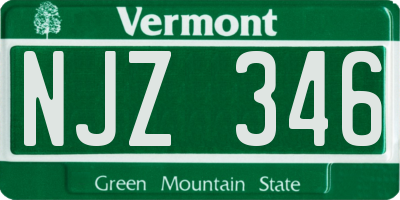 VT license plate NJZ346