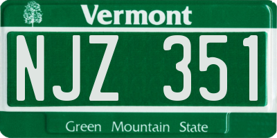 VT license plate NJZ351