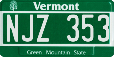 VT license plate NJZ353