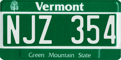 VT license plate NJZ354