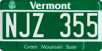 VT license plate NJZ355