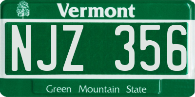 VT license plate NJZ356