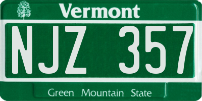 VT license plate NJZ357