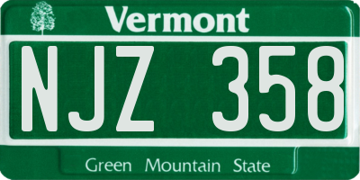VT license plate NJZ358