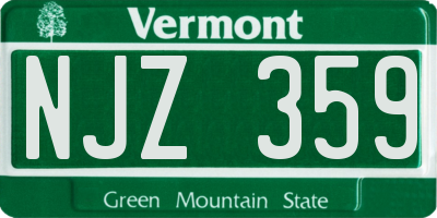 VT license plate NJZ359
