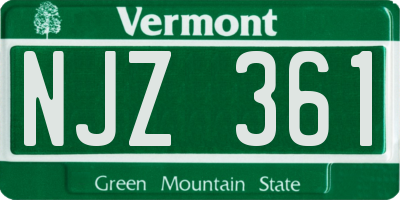VT license plate NJZ361