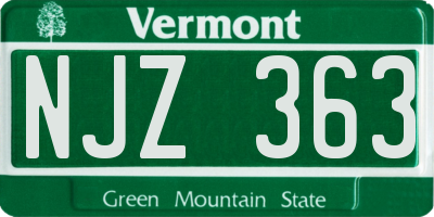 VT license plate NJZ363