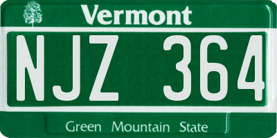 VT license plate NJZ364