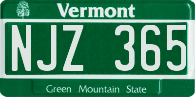 VT license plate NJZ365