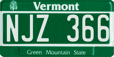 VT license plate NJZ366