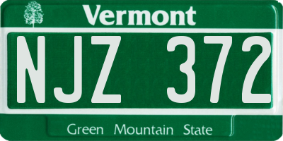 VT license plate NJZ372