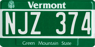 VT license plate NJZ374