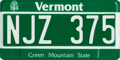 VT license plate NJZ375