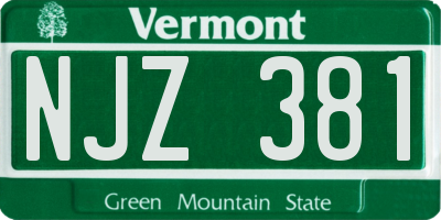 VT license plate NJZ381