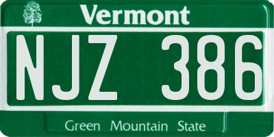VT license plate NJZ386