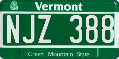 VT license plate NJZ388