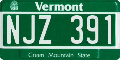 VT license plate NJZ391