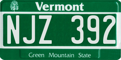VT license plate NJZ392