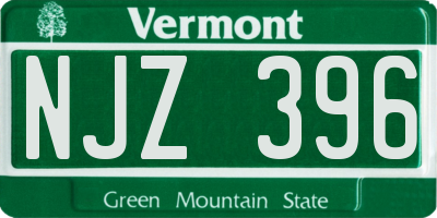 VT license plate NJZ396