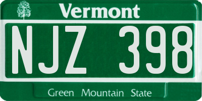 VT license plate NJZ398