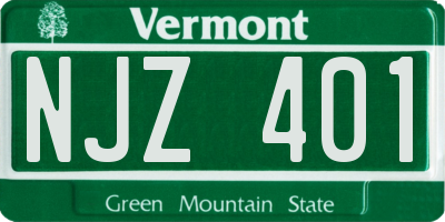 VT license plate NJZ401