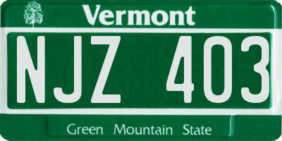 VT license plate NJZ403