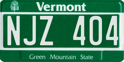 VT license plate NJZ404