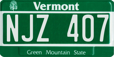 VT license plate NJZ407