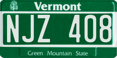 VT license plate NJZ408