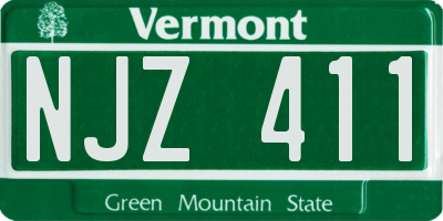 VT license plate NJZ411